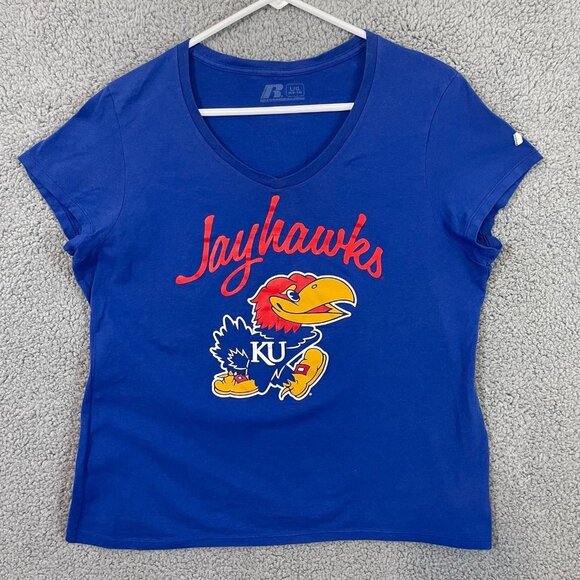 University of Kansas Jayhawks Women’s Large Blue KU Short Sleeve Shirt‎ - Picture 1 of 6
